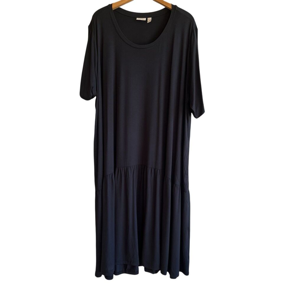 LOGO Lori Goldstein Womens Dress Size 4XP Peplum Lagenlook Minimalist Pockets